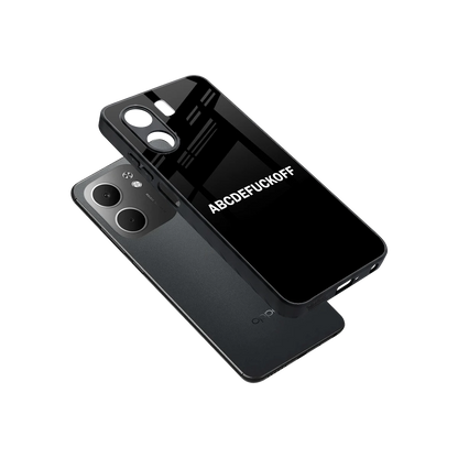 ABCDEFUCKOFF Black sleek oppo a5x 5g cover with tempered glass back and TPU edges