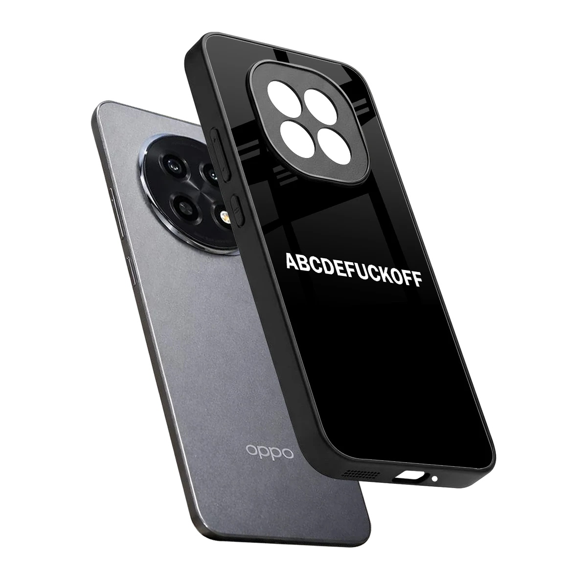 ABCDEFUCKOFF Black sleek oppo f29 pro 5g cover with tempered glass back and TPU edges
