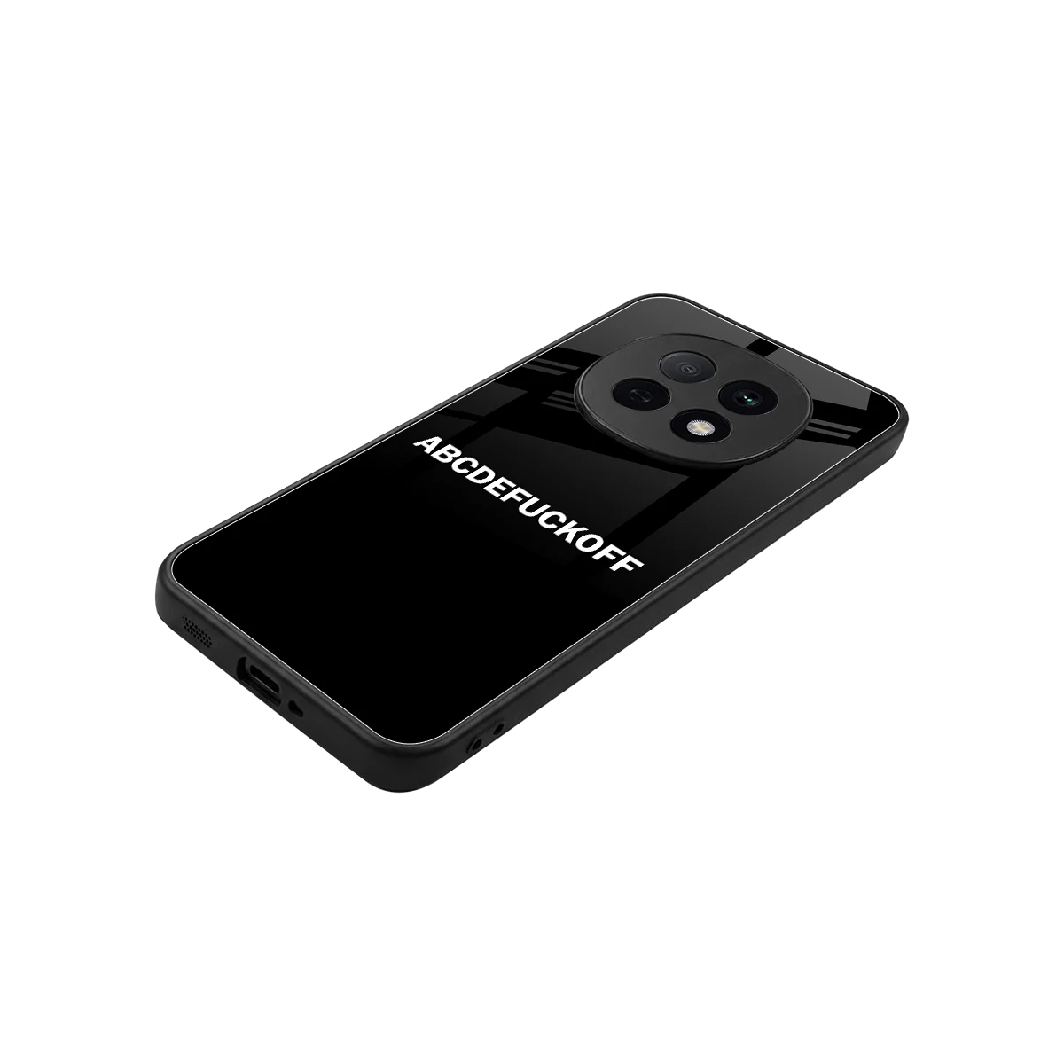 ABCDEFUCKOFF Black stylish phone case for oppo f29 pro 5g | glossy glass and slim fit