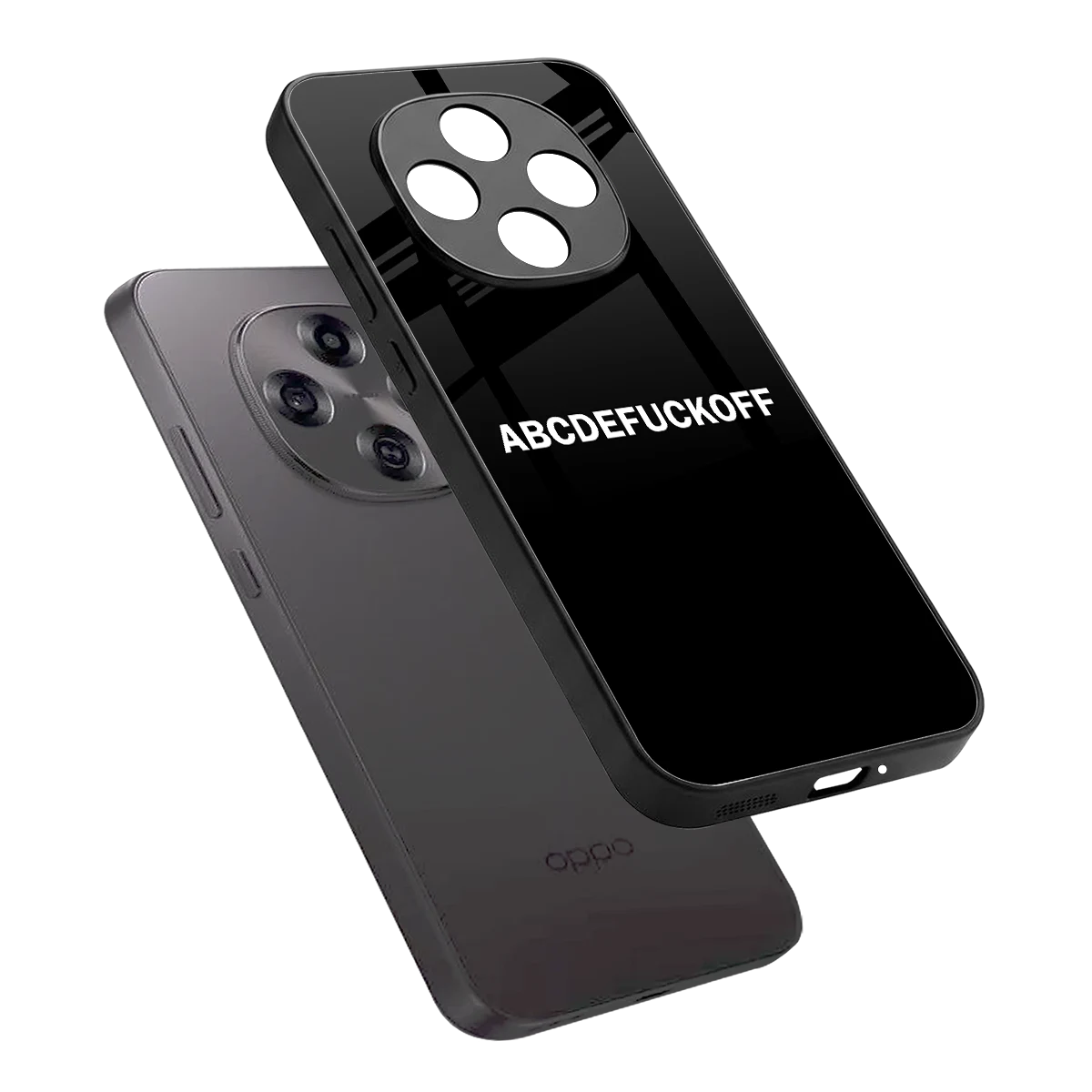 ABCDEFUCKOFF Black sleek oppo f31 pro 5g cover with tempered glass back and TPU edges