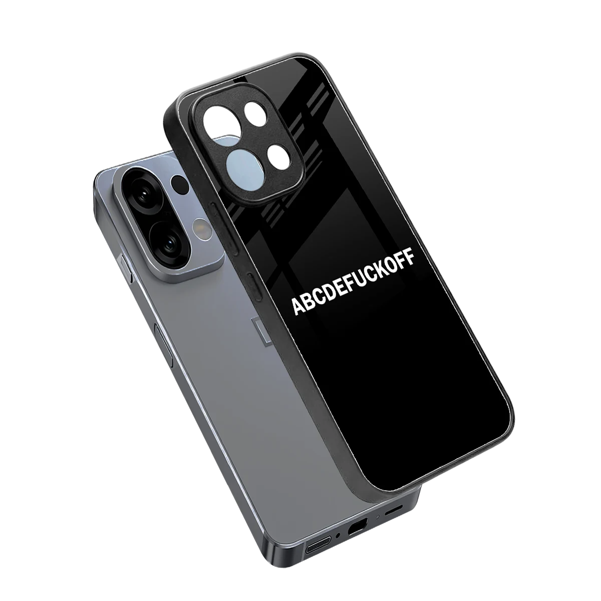 ABCDEFUCKOFF Black sleek oppo k13 5g cover with tempered glass back and TPU edges