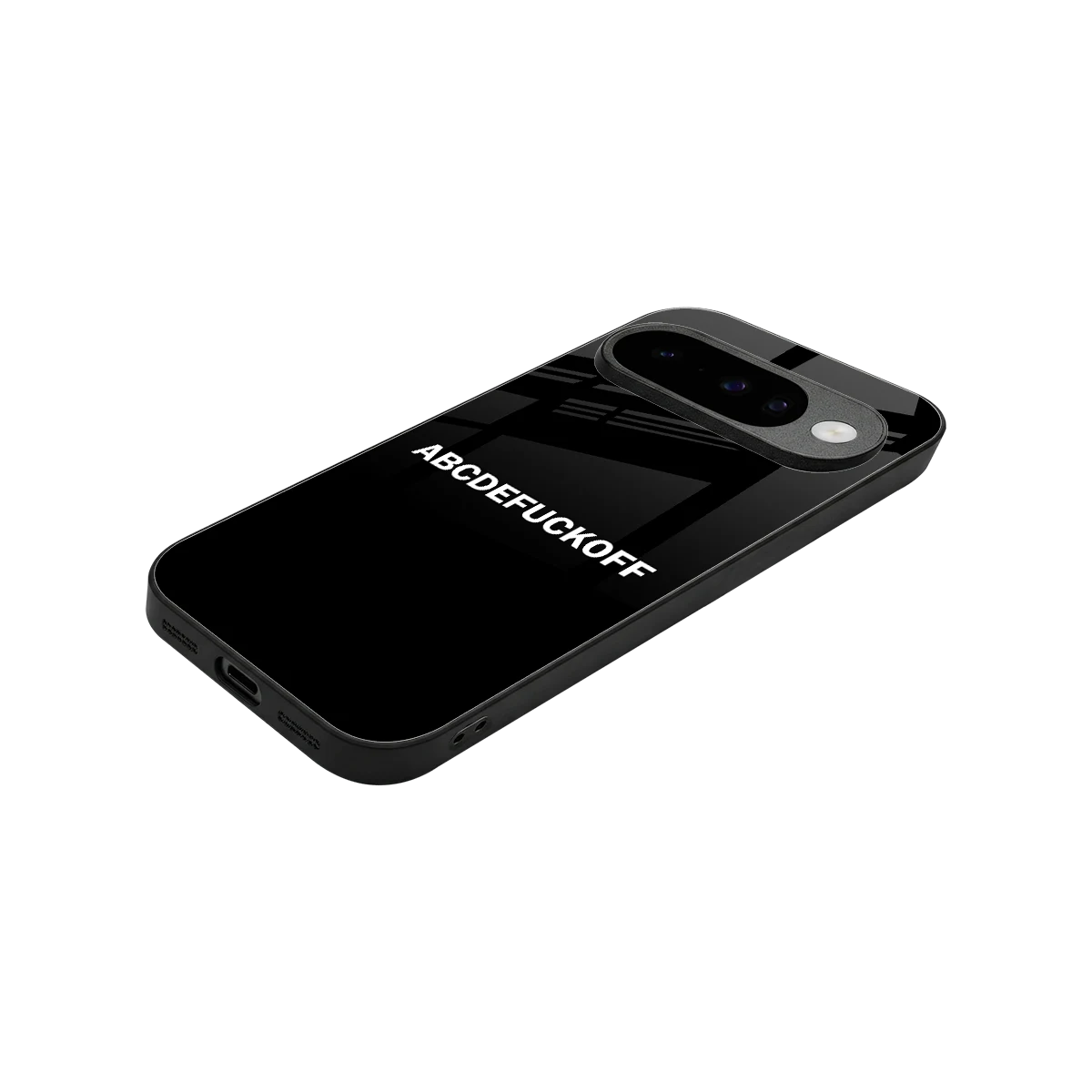 ABCDEFUCKOFF Black stylish phone case for google pixel 10 | glossy glass and slim fit