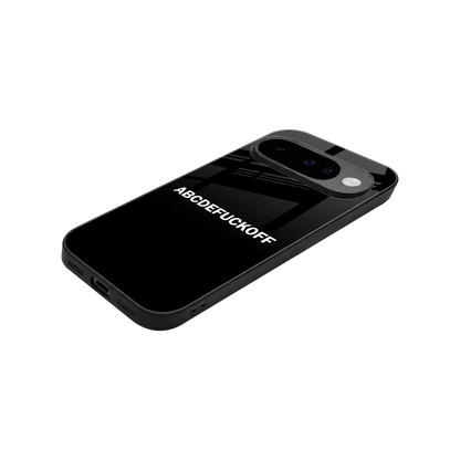 ABCDEFUCKOFF Black stylish phone case for google pixel 10 | glossy glass and slim fit