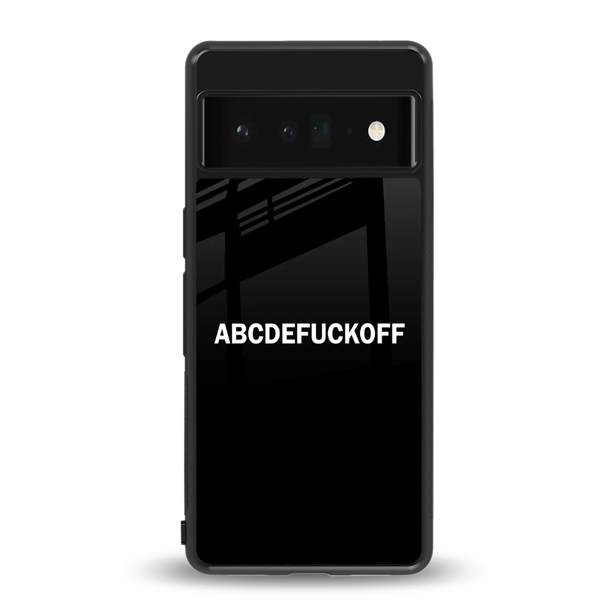 ABCDEFUCKOFF Black back phone cover | glass case for google pixel 6 pro