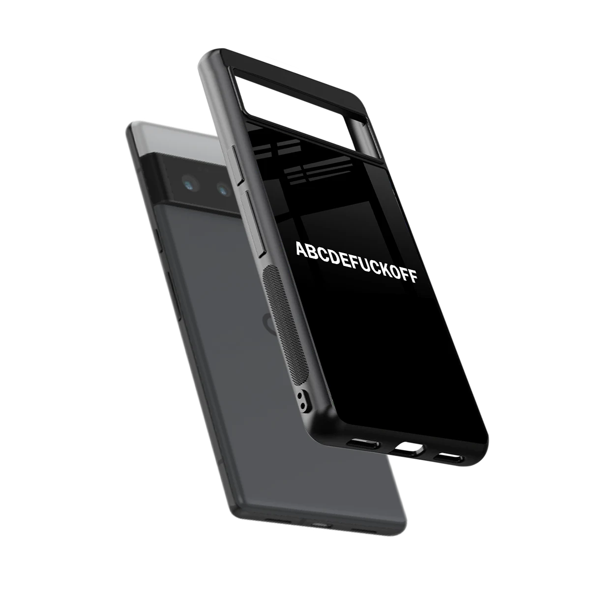 ABCDEFUCKOFF Black sleek google pixel 6 pro cover with tempered glass back and TPU edges