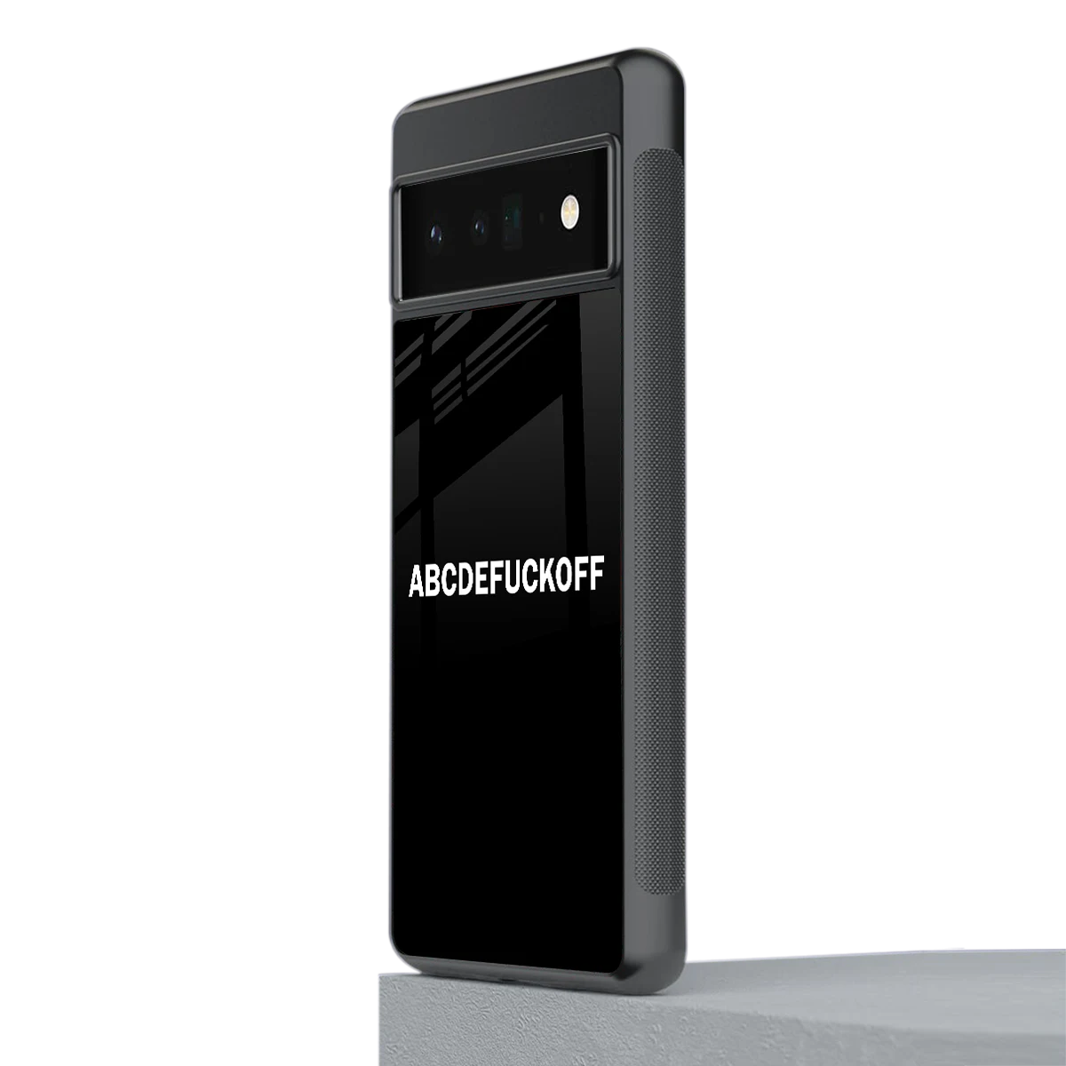 ABCDEFUCKOFF Black stylish phone case for google pixel 6 pro | glossy glass and slim fit