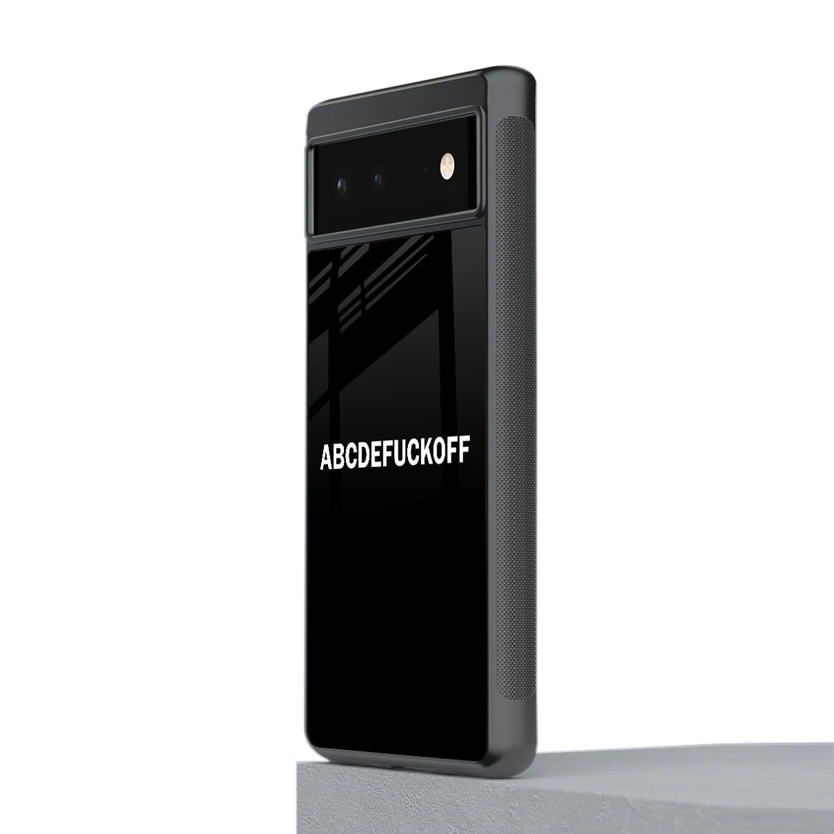 ABCDEFUCKOFF Black stylish phone case for google pixel 6a | glossy glass and slim fit