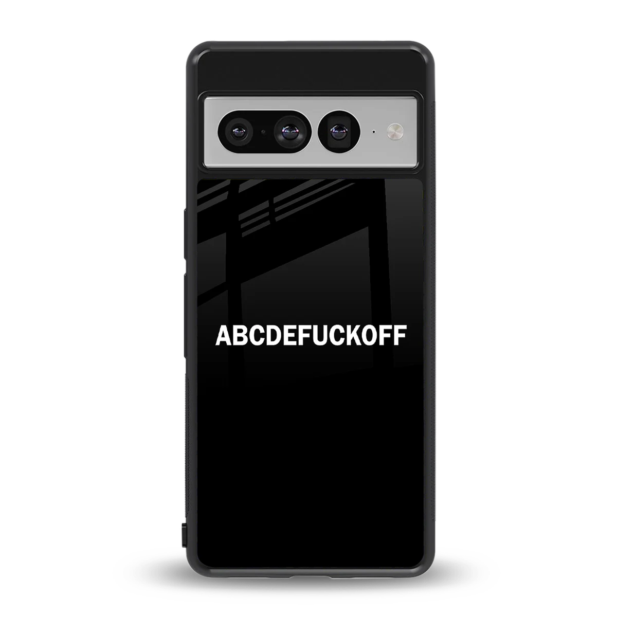 ABCDEFUCKOFF Black back phone cover | glass case for google pixel 7 pro