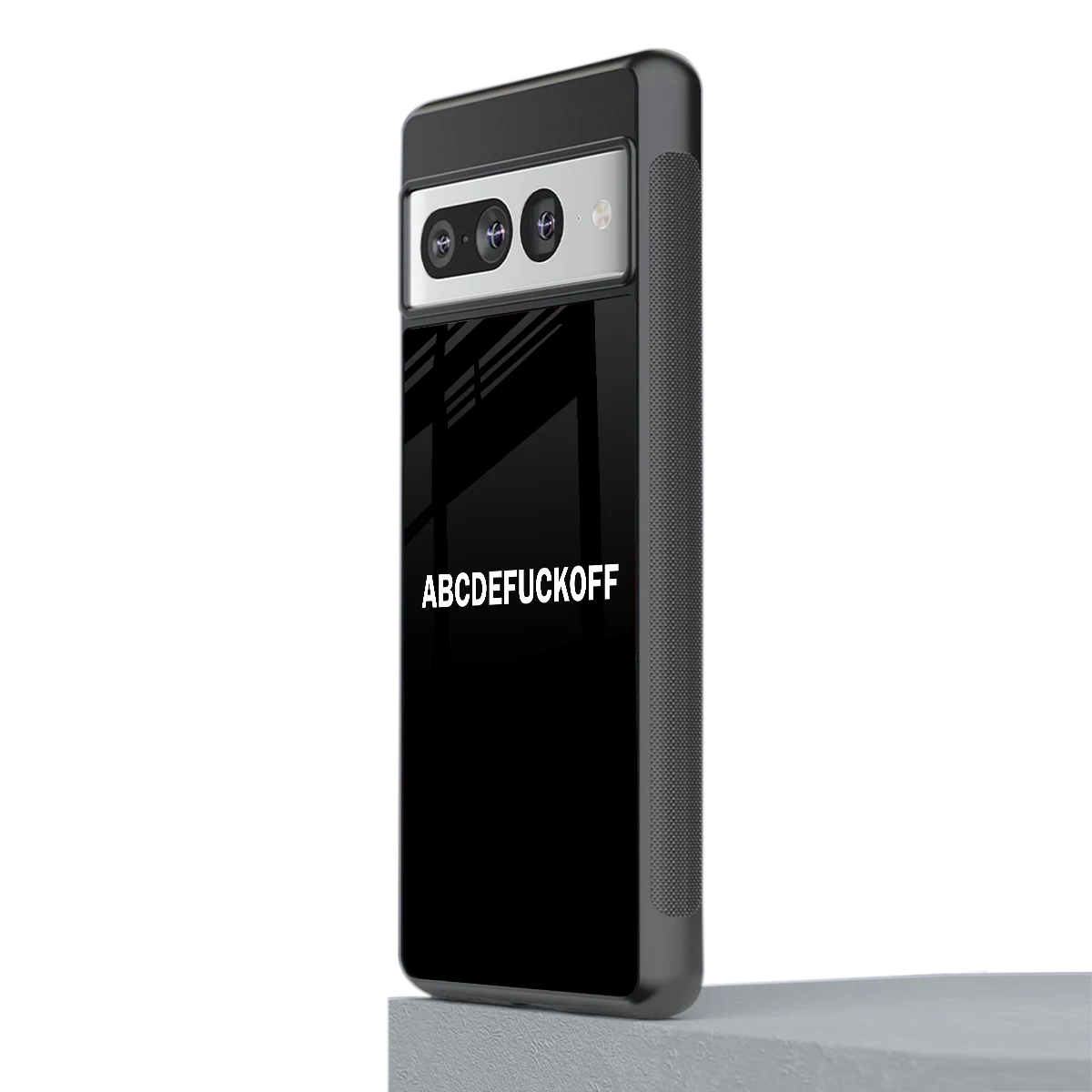 ABCDEFUCKOFF Black stylish phone case for google pixel 7 pro | glossy glass and slim fit