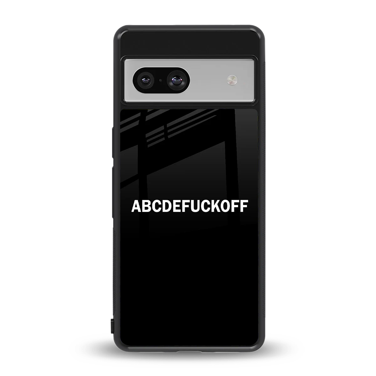 ABCDEFUCKOFF Black back phone cover | glass case for google pixel 7a