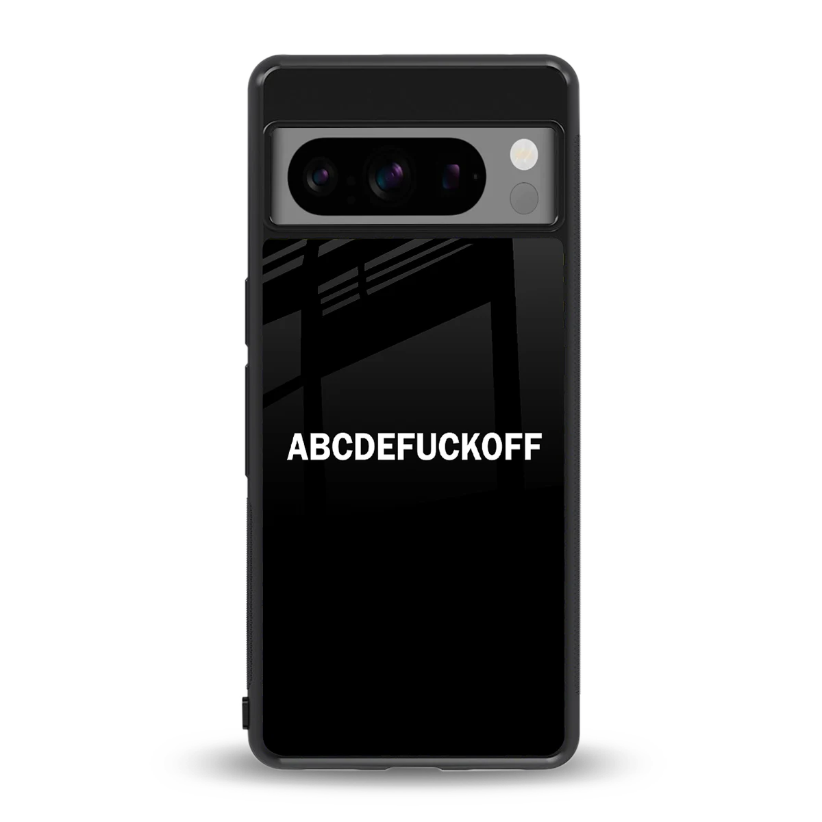 ABCDEFUCKOFF Black back phone cover | glass case for google pixel 8 pro