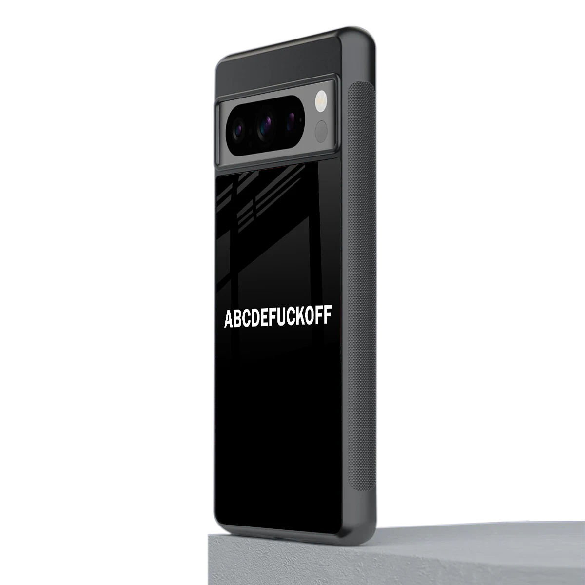 ABCDEFUCKOFF Black stylish phone case for google pixel 8 pro | glossy glass and slim fit