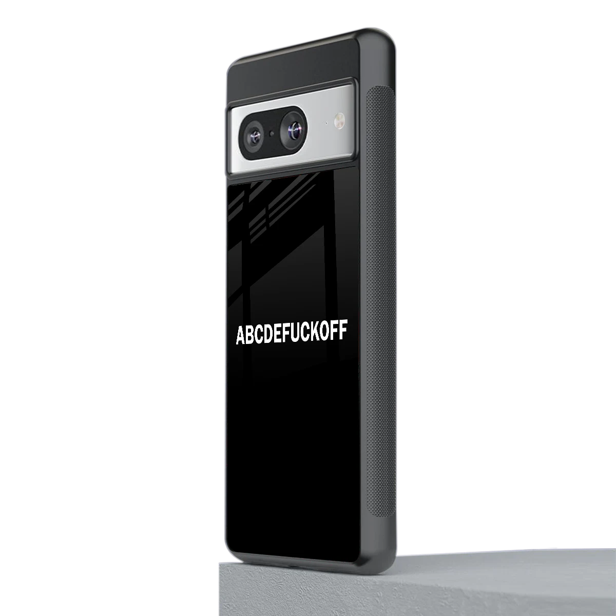 ABCDEFUCKOFF Black stylish phone case for google pixel 8 | glossy glass and slim fit