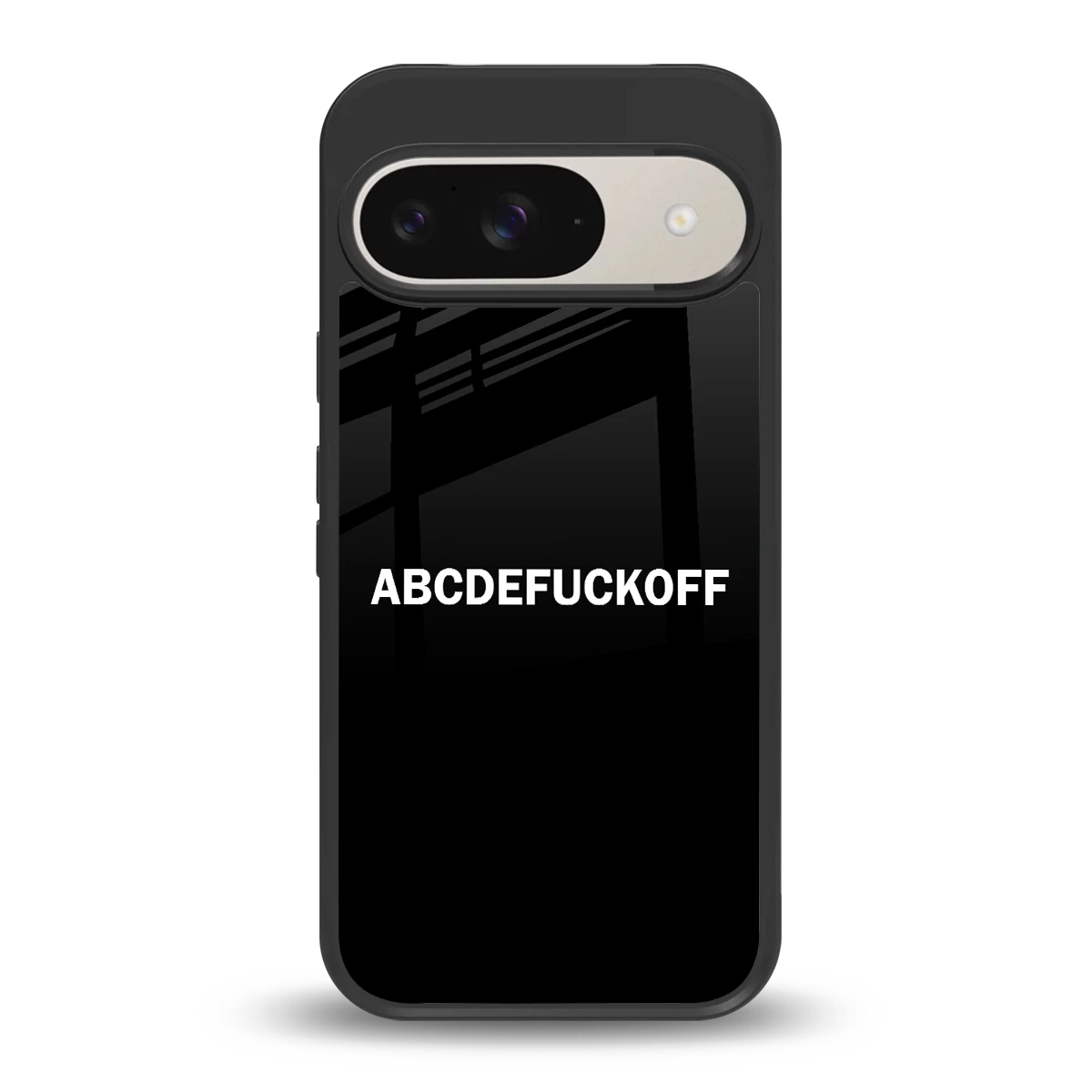 ABCDEFUCKOFF Black back phone cover | glass case for google pixel 9
