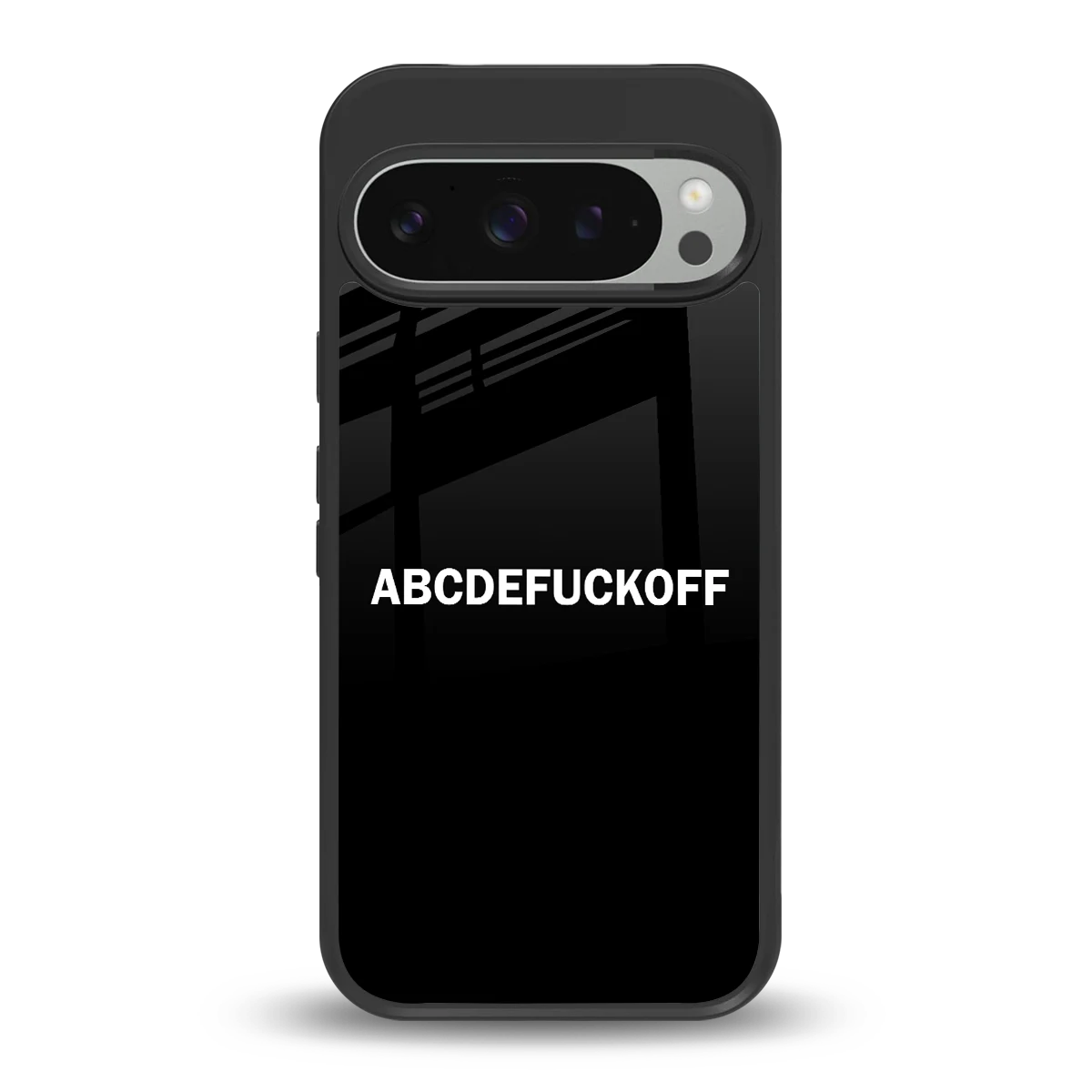ABCDEFUCKOFF Black back phone cover | glass case for google pixel 9 pro