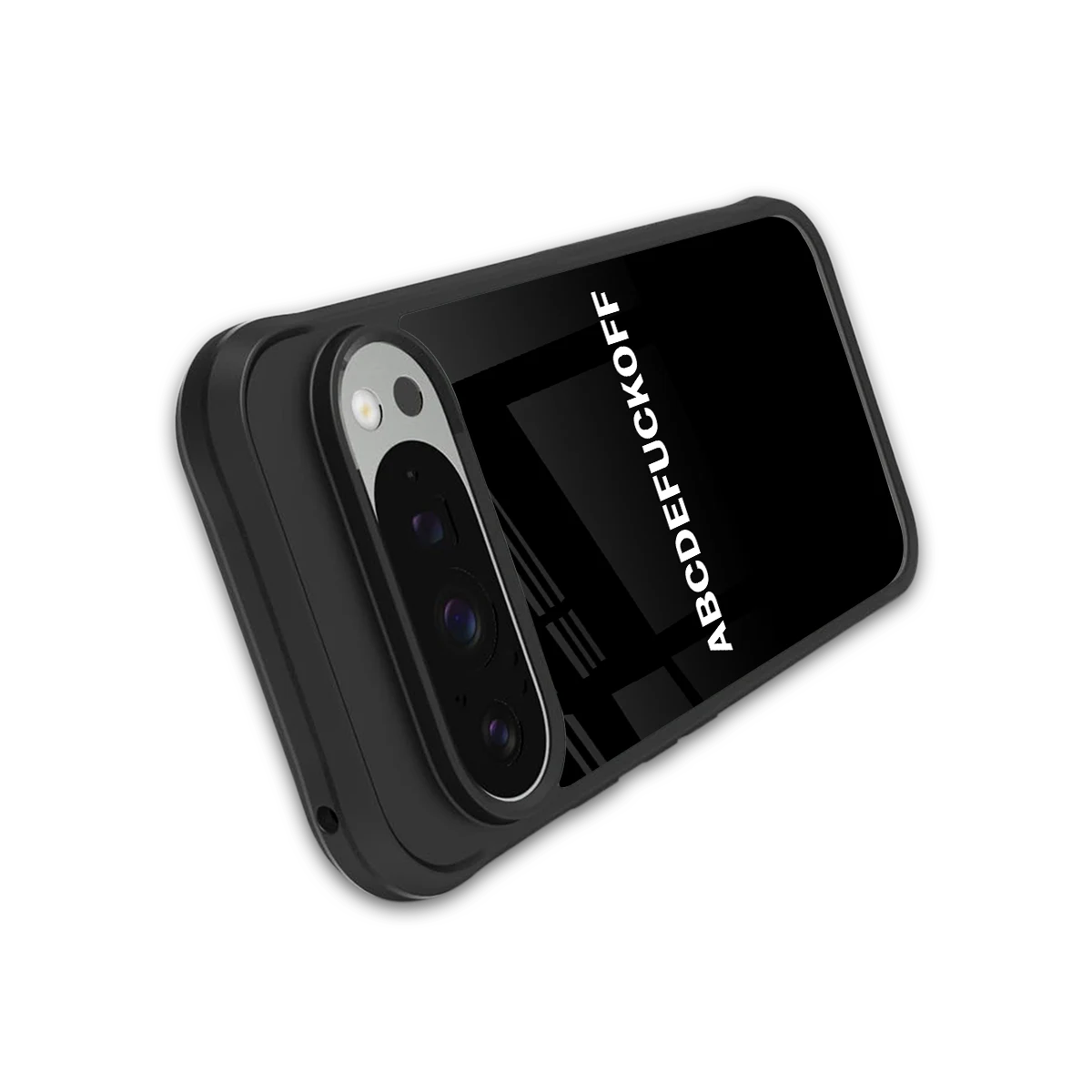 ABCDEFUCKOFF Black stylish phone case for google pixel 9 pro | glossy glass and slim fit