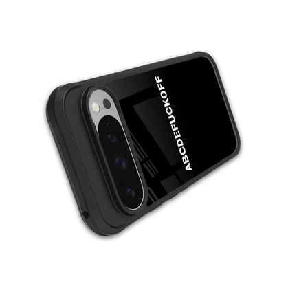 ABCDEFUCKOFF Black stylish phone case for google pixel 9 pro xl | glossy glass and slim fit