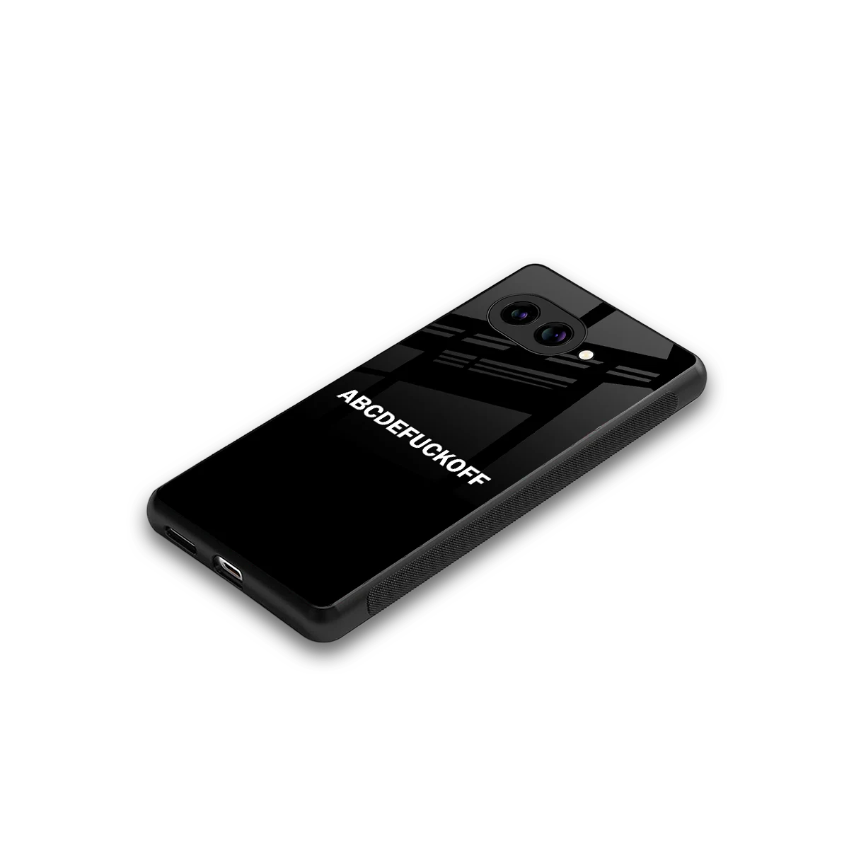 ABCDEFUCKOFF Black stylish phone case for google pixel 10a | glossy glass and slim fit