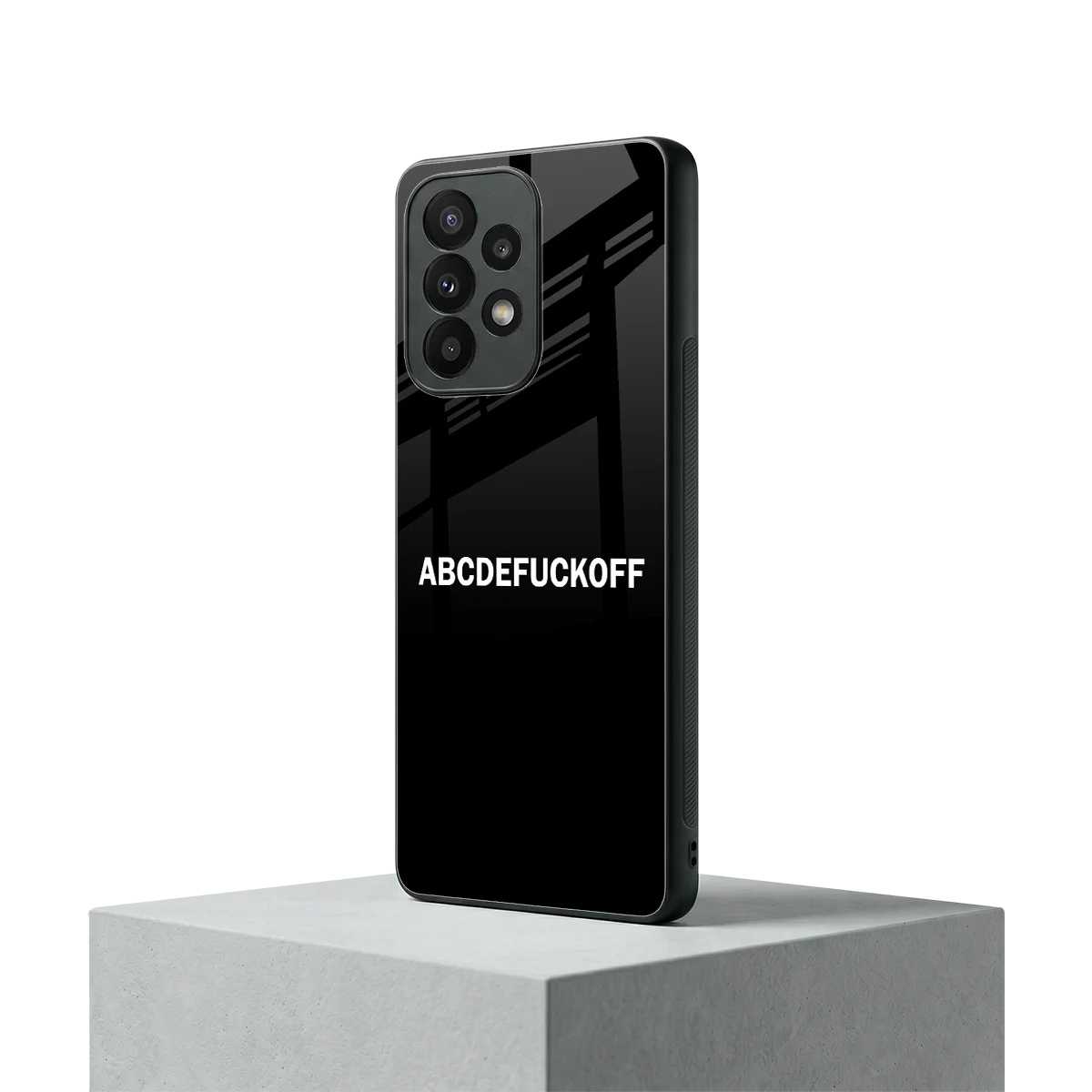 ABCDEFUCKOFF Black samsung galaxy a23 mobile cover | shockproof glass phone case