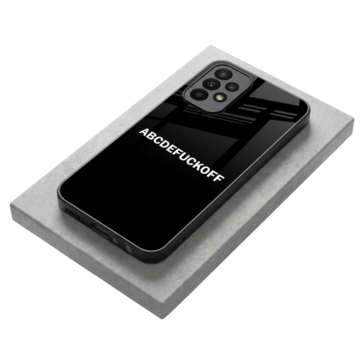ABCDEFUCKOFF Black stylish phone case for samsung galaxy a23 | glossy glass and slim fit