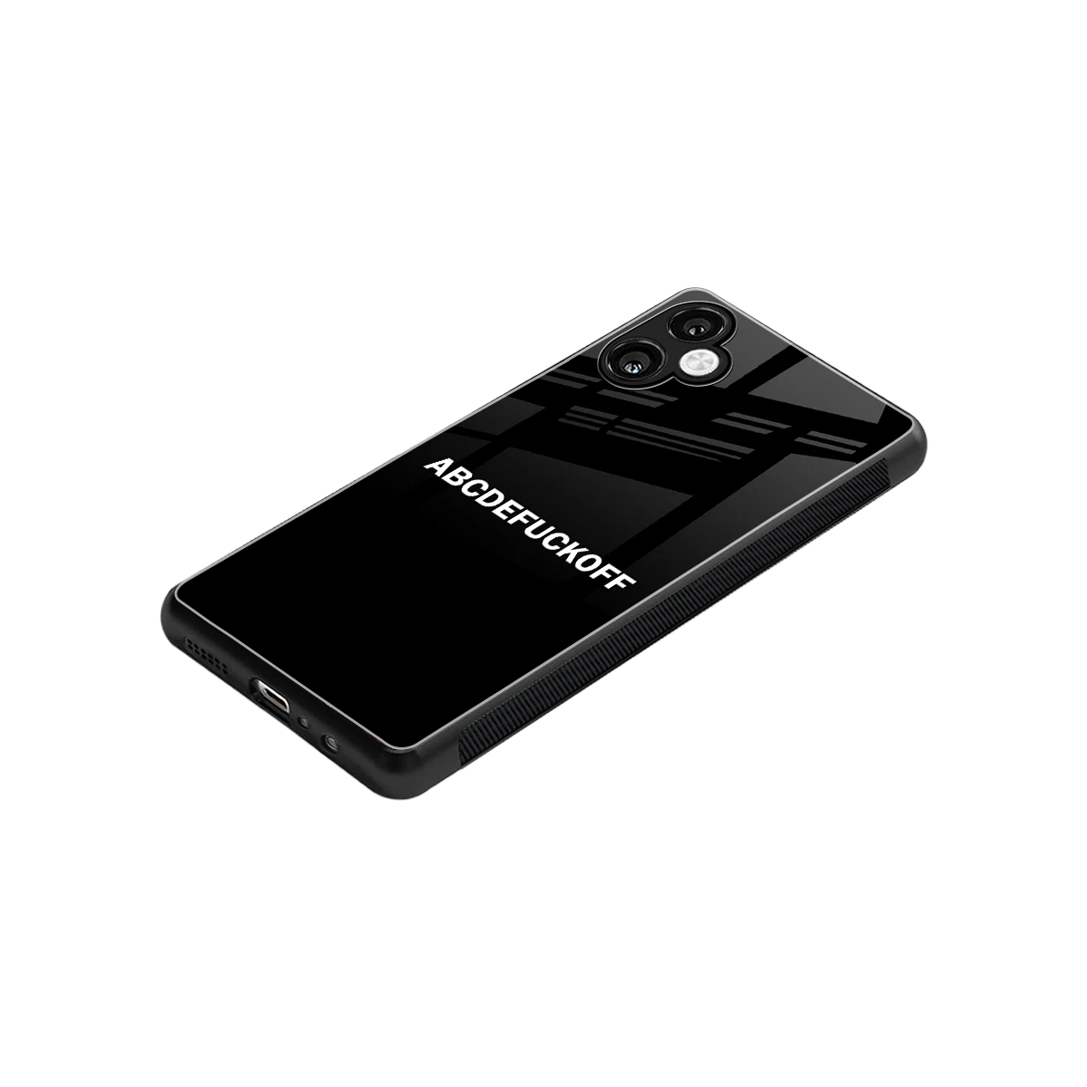ABCDEFUCKOFF Black stylish phone case for samsung galaxy a06 5g | glossy glass and slim fit
