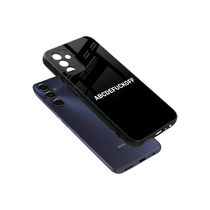 ABCDEFUCKOFF Black sleek samsung galaxy m14 5g cover with tempered glass back and TPU edges