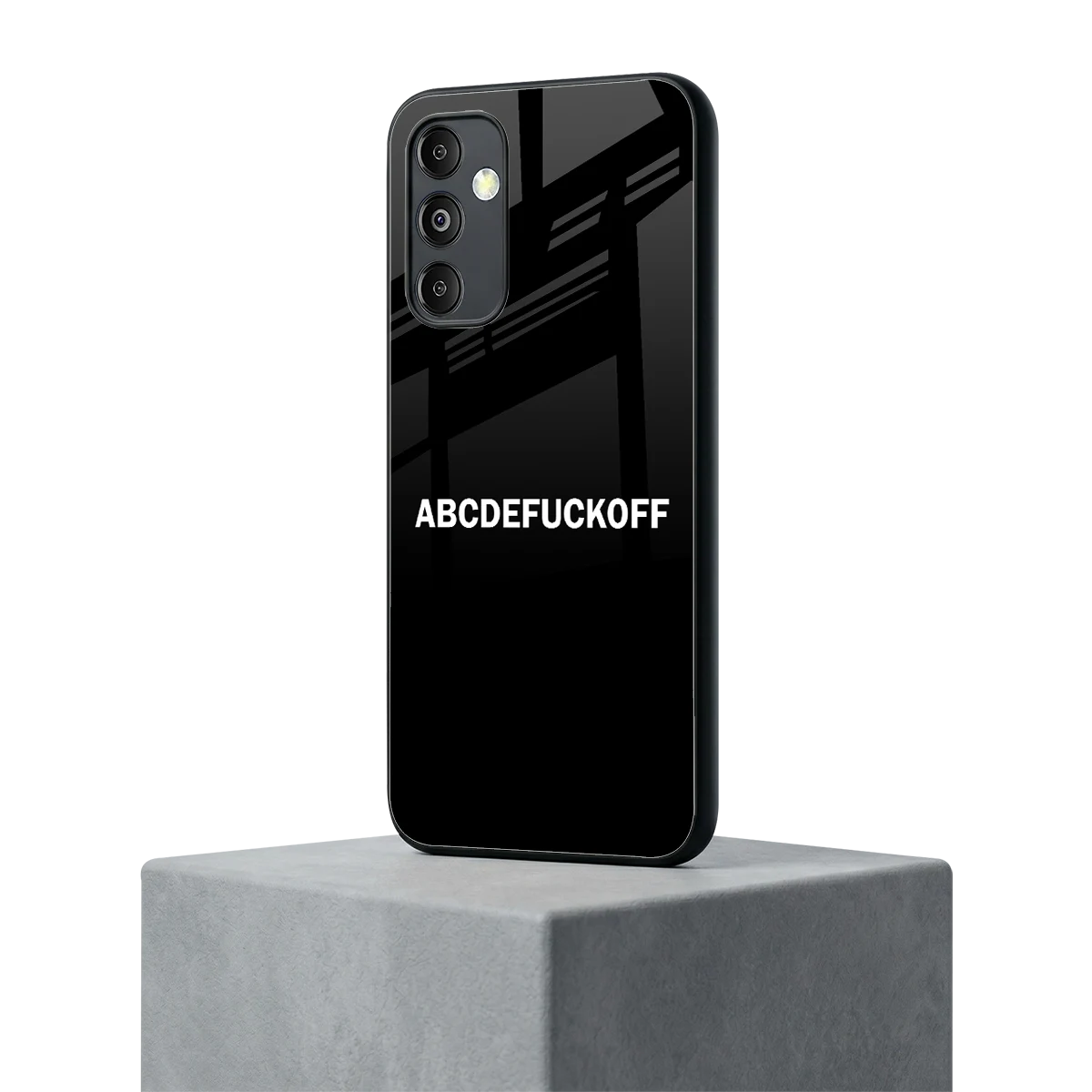 ABCDEFUCKOFF Black samsung galaxy m14 5g mobile cover | shockproof glass phone case