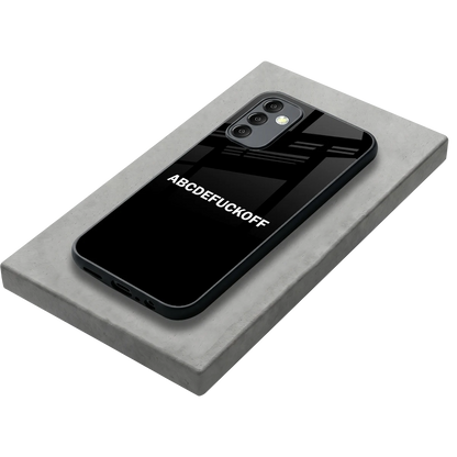 ABCDEFUCKOFF Black stylish phone case for samsung galaxy m14 5g | glossy glass and slim fit