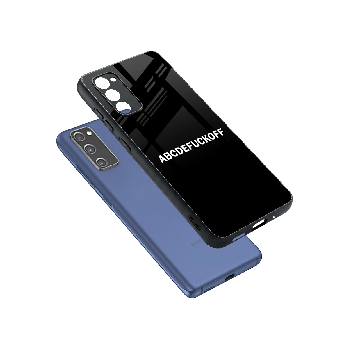 ABCDEFUCKOFF Black sleek samsung galaxy s20 fe cover with tempered glass back and TPU edges