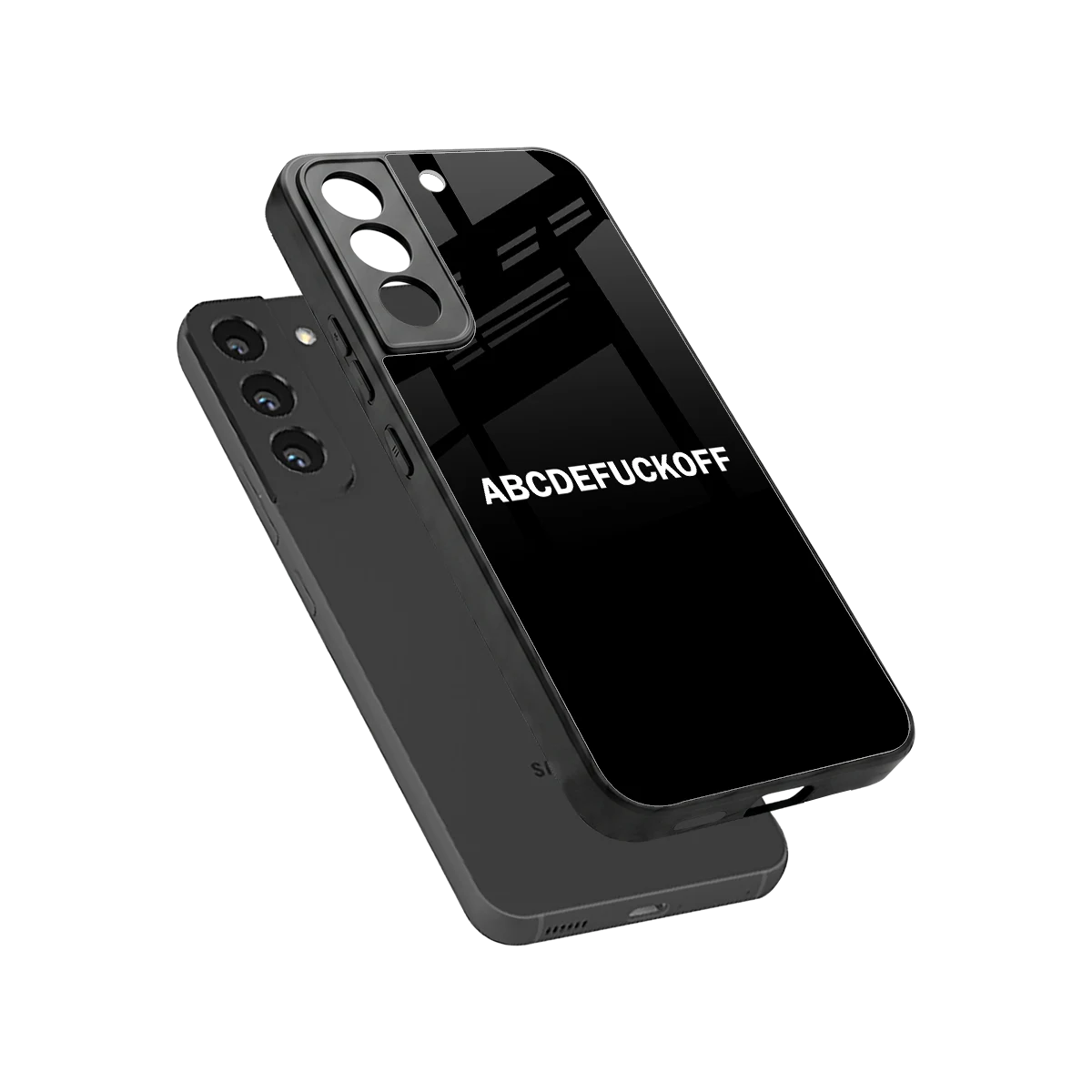 ABCDEFUCKOFF Black sleek samsung galaxy s22 cover with tempered glass back and TPU edges