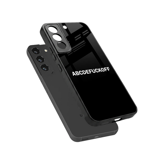 ABCDEFUCKOFF Black sleek samsung galaxy s22 cover with tempered glass back and TPU edges