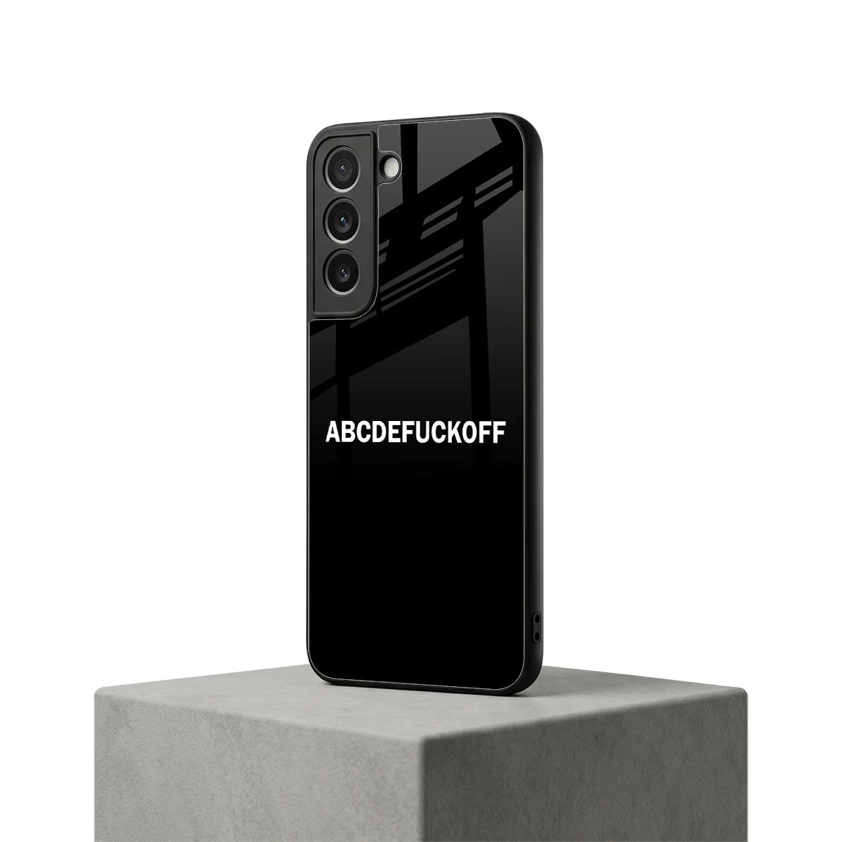 ABCDEFUCKOFF Black samsung galaxy s22 mobile cover | shockproof glass phone case