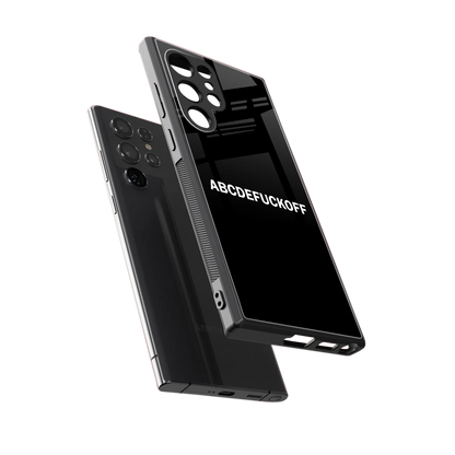 ABCDEFUCKOFF Black sleek samsung galaxy s23 ultra cover with tempered glass back and TPU edges