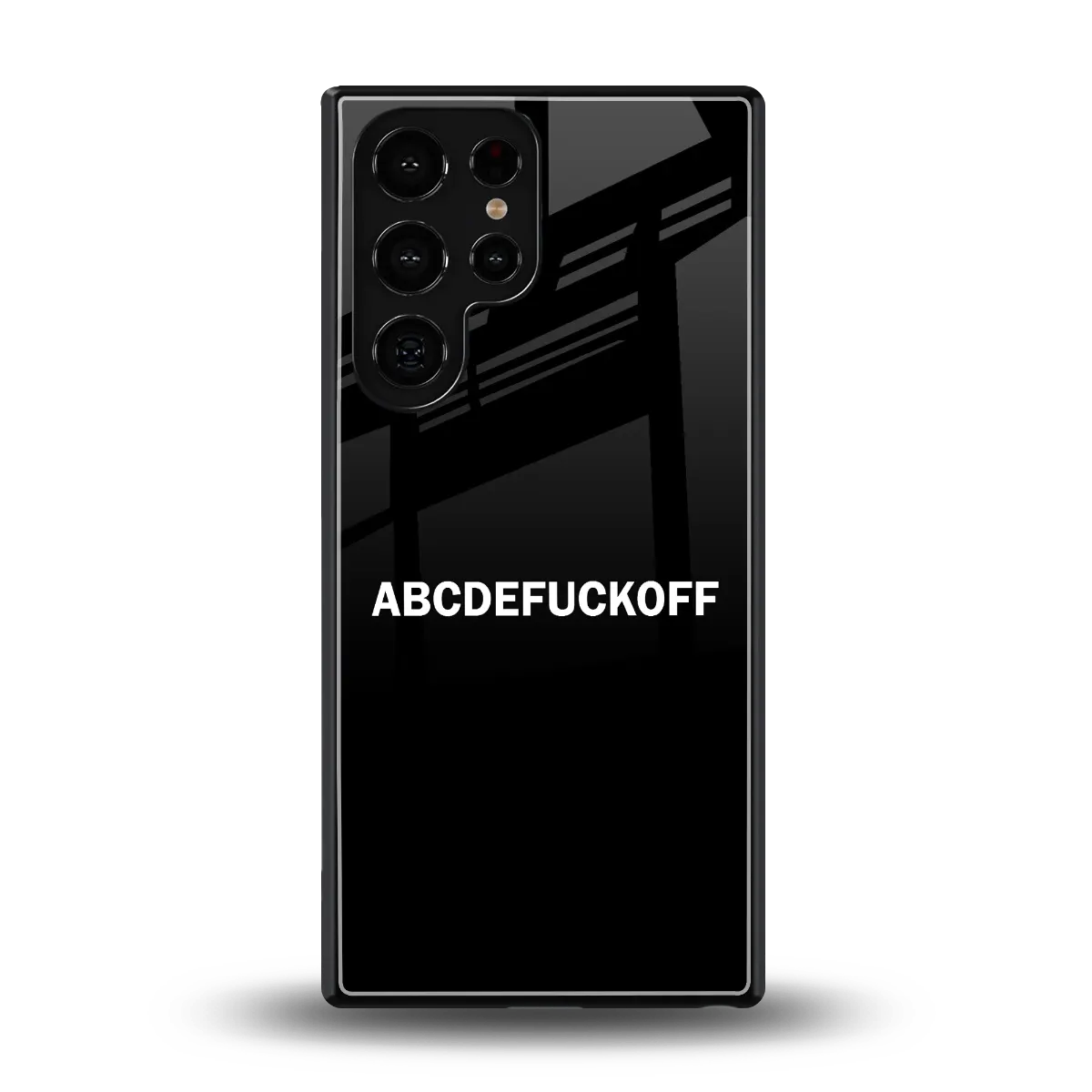 ABCDEFUCKOFF Black back phone cover | glass case for samsung galaxy s25 ultra
