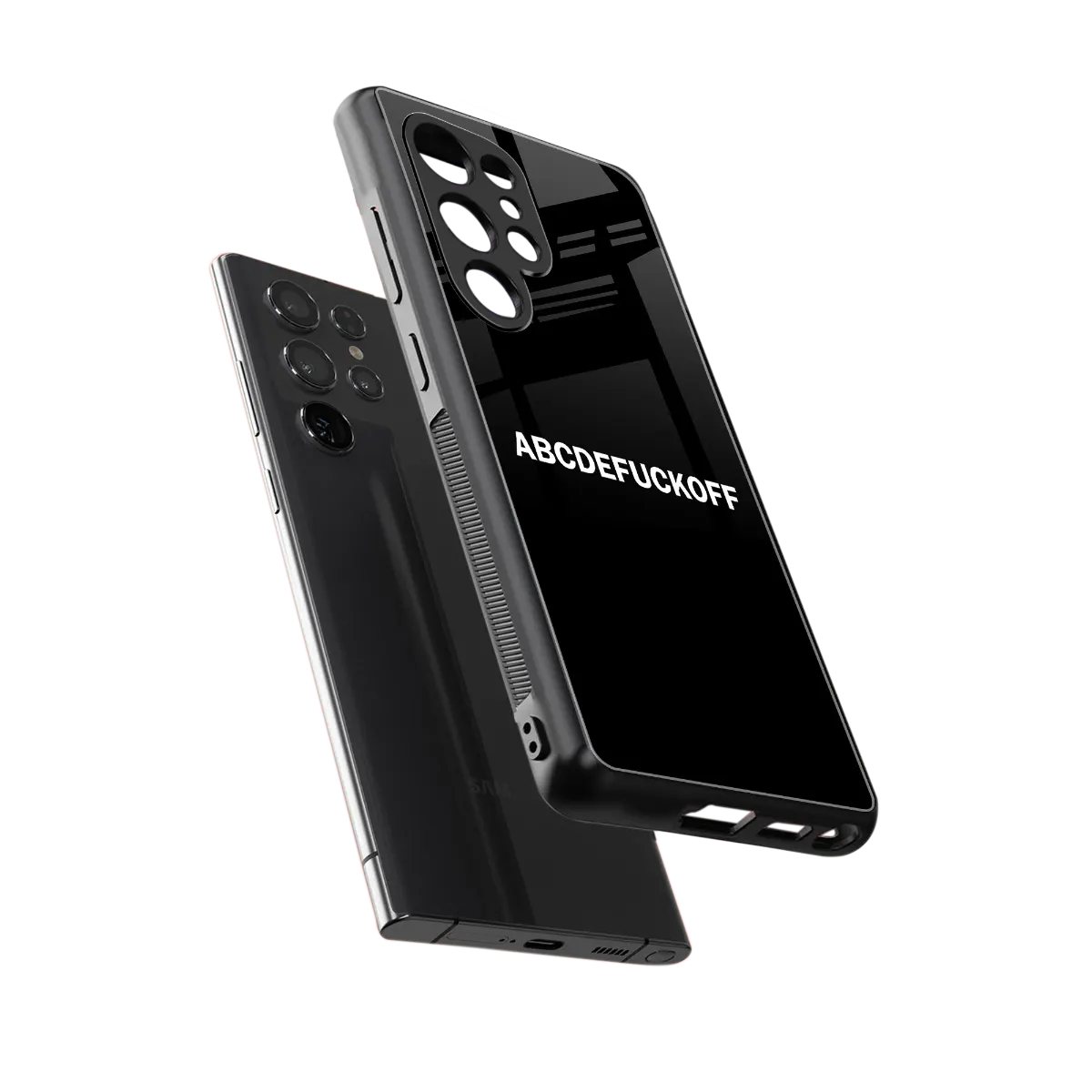 ABCDEFUCKOFF Black sleek samsung galaxy s26 ultra cover with tempered glass back and TPU edges