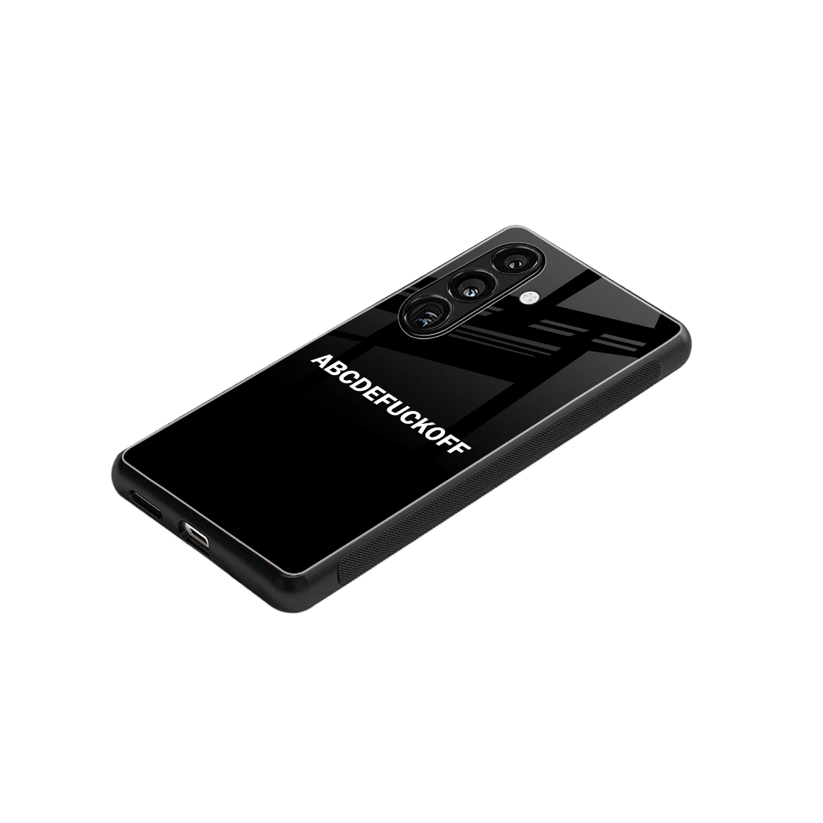 ABCDEFUCKOFF Black stylish phone case for samsung galaxy s24 plus | glossy glass and slim fit