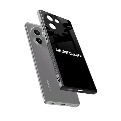 ABCDEFUCKOFF Black sleek vivo v30e cover with tempered glass back and TPU edges