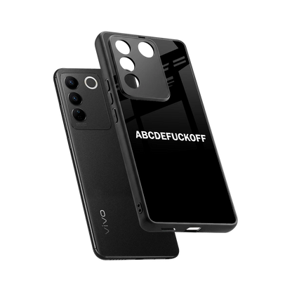 ABCDEFUCKOFF Black sleek vivo v27 5g cover with tempered glass back and TPU edges