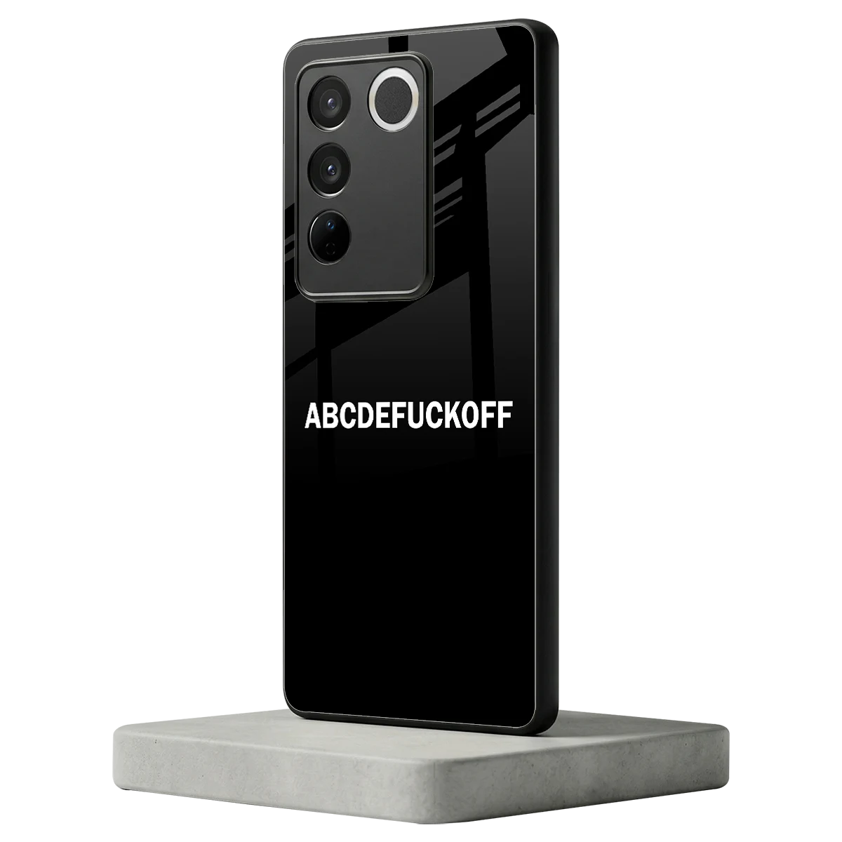ABCDEFUCKOFF Black vivo v27 5g mobile cover | shockproof glass phone case
