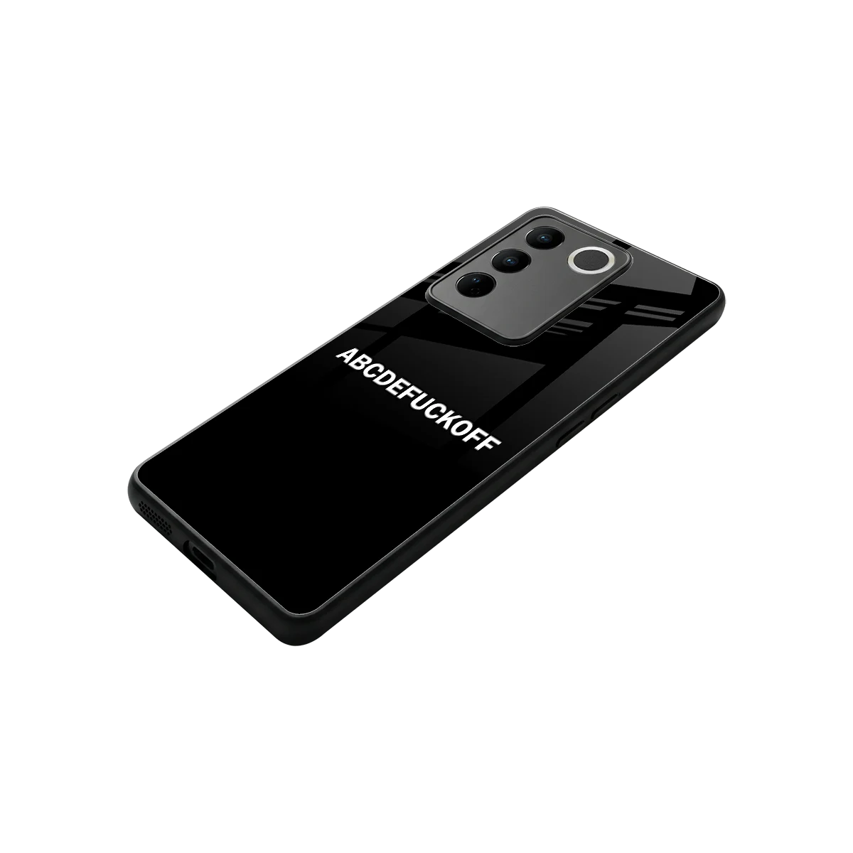 ABCDEFUCKOFF Black stylish phone case for vivo v27 5g | glossy glass and slim fit