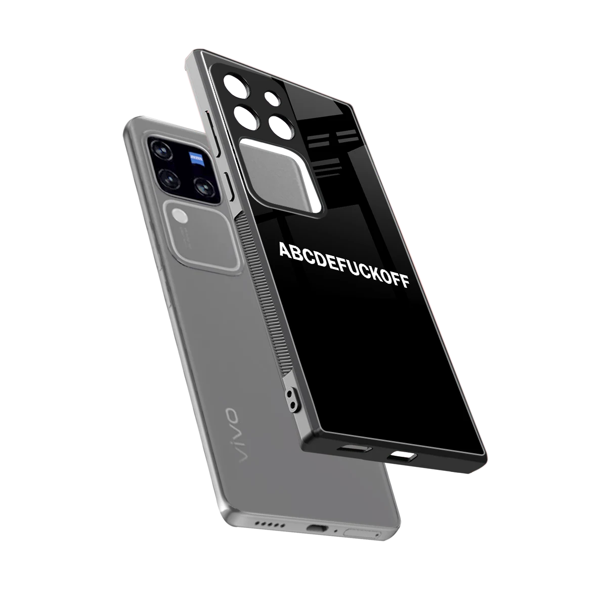 ABCDEFUCKOFF Black sleekvivo v30 pro cover with tempered glass back and TPU edges