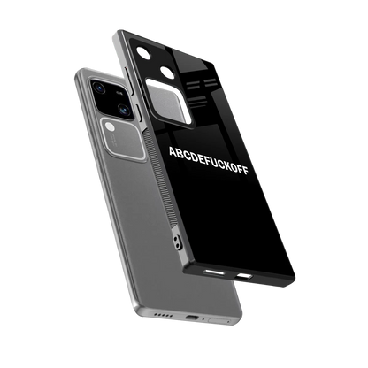 ABCDEFUCKOFF Black sleek vivo v30 cover with tempered glass back and TPU edges