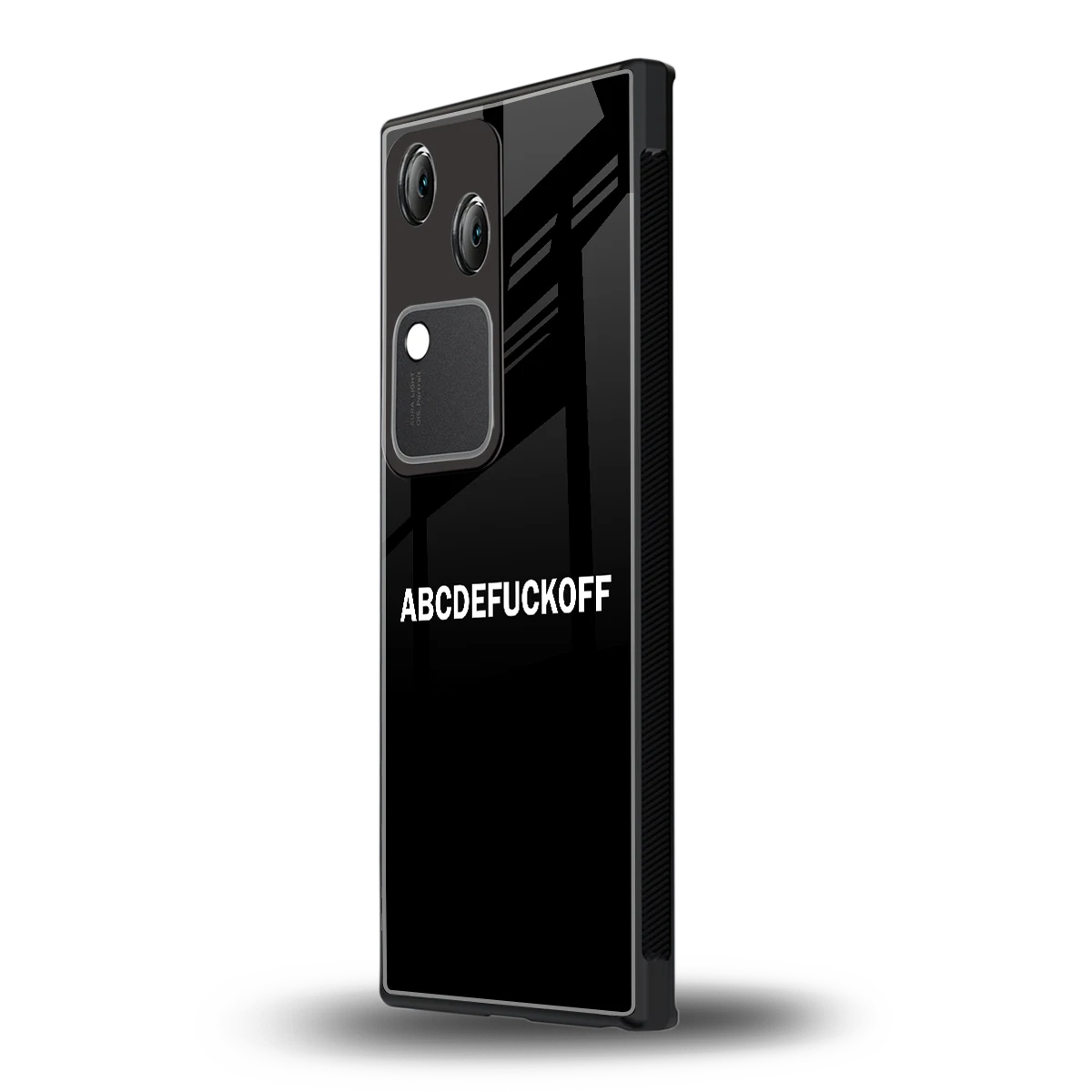 ABCDEFUCKOFF Black vivo v30 mobile cover | shockproof glass phone case