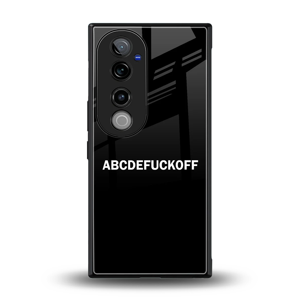 ABCDEFUCKOFF Black back phone cover | glass case for vivo v40 pro
