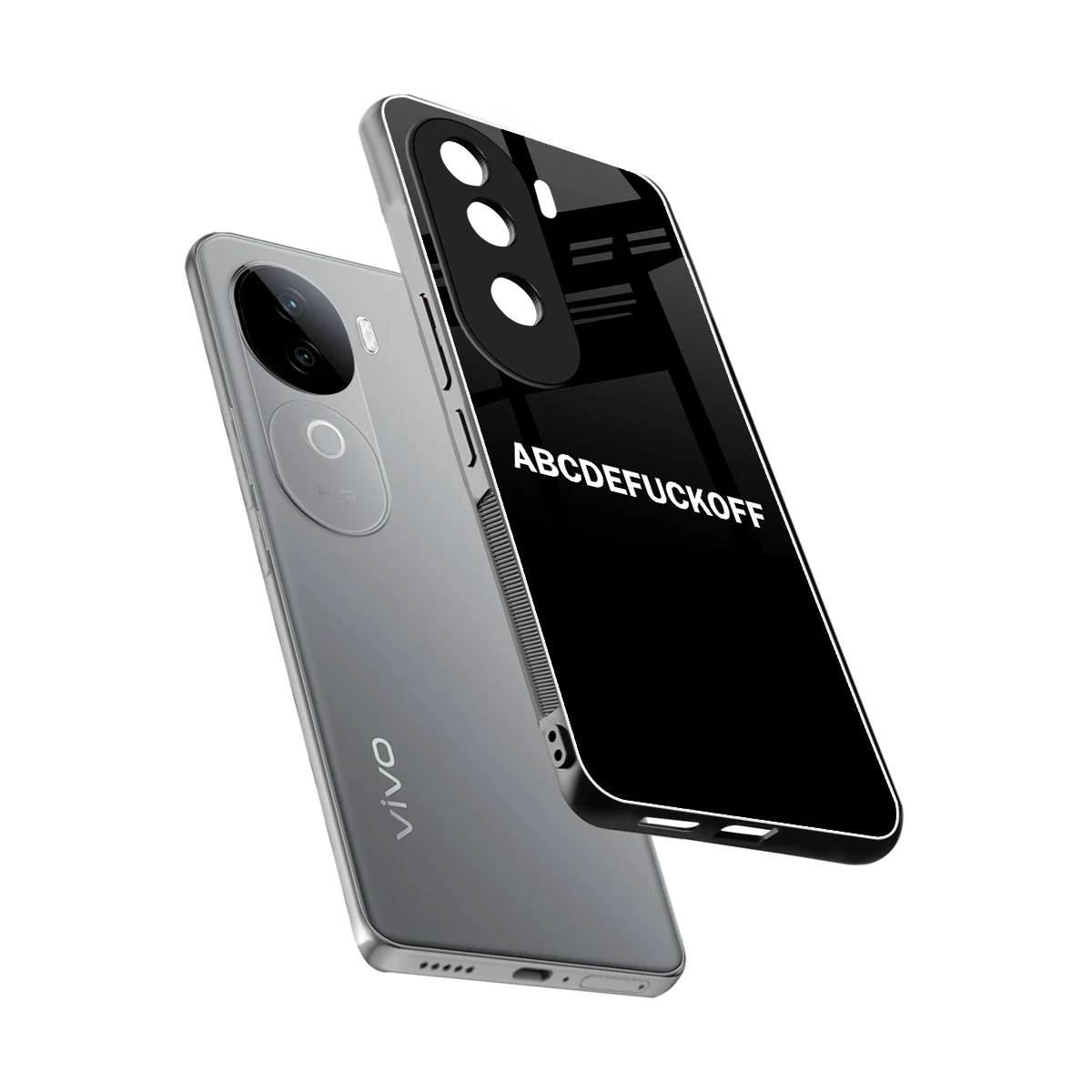 ABCDEFUCKOFF Black sleek vivo v40e cover with tempered glass back and TPU edges