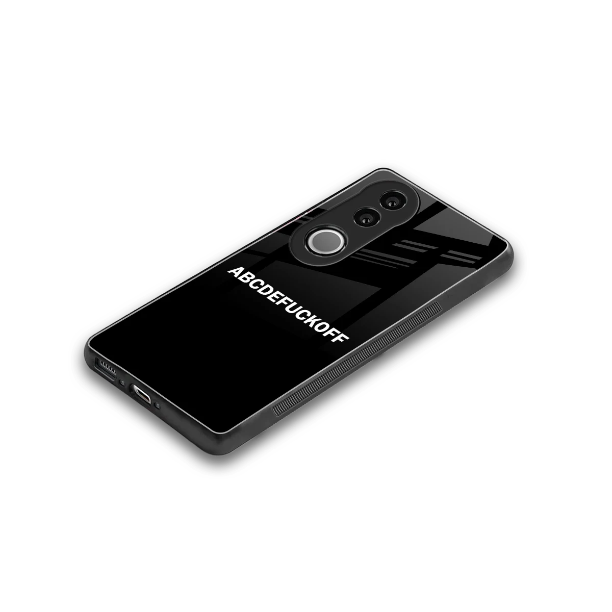 ABCDEFUCKOFF Black stylish phone case for vivo v50 | glossy glass and slim fit