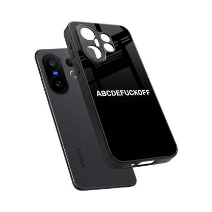 ABCDEFUCKOFF Black sleek vivo x200 fe cover with tempered glass back and TPU edges