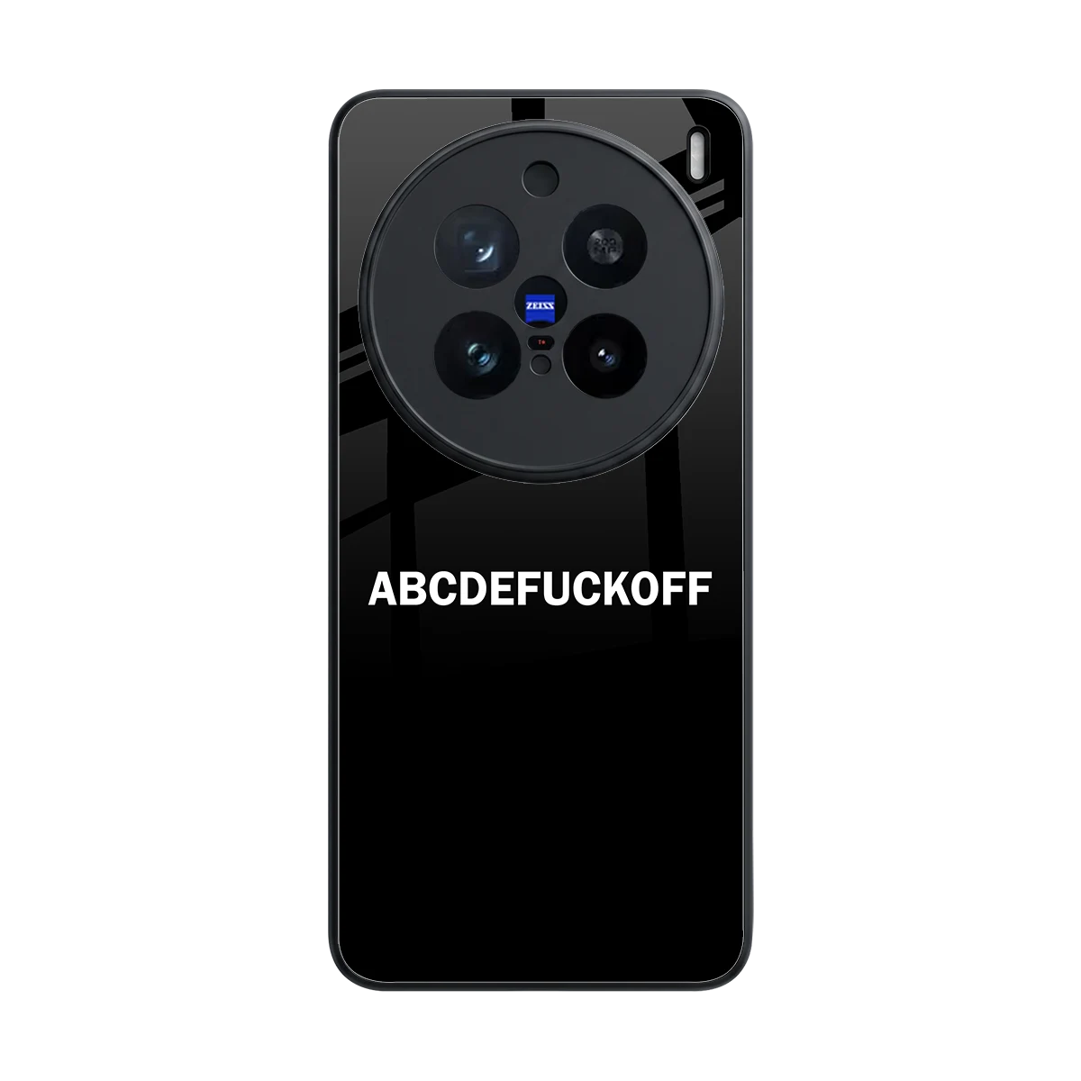 ABCDEFUCKOFF Black back phone cover | glass case for vivo x200 pro