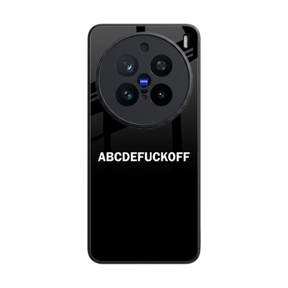 ABCDEFUCKOFF Black back phone cover | glass case for vivo x200 pro