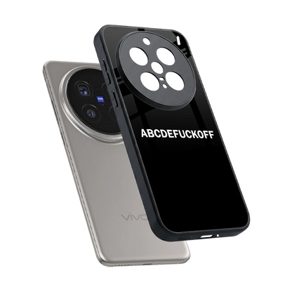 ABCDEFUCKOFF Black sleek vivo x200 pro cover with tempered glass back and TPU edges